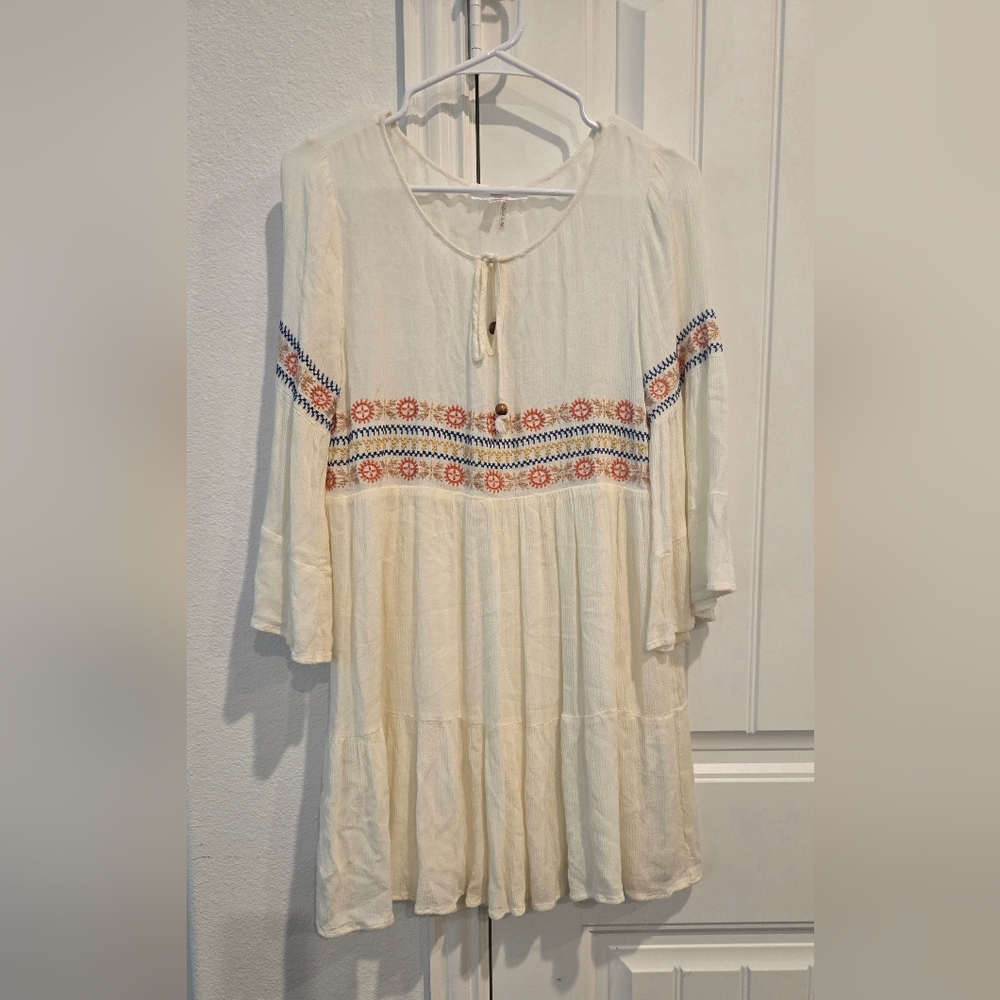 Bohemian‎ Cream Dress with Embroidered Details